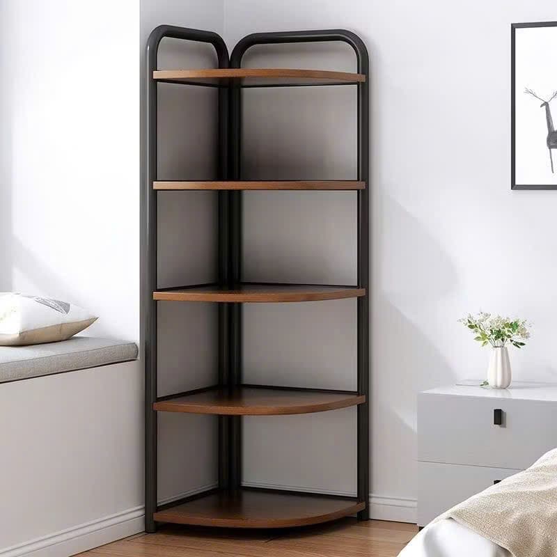 Kệ khung sắt mặt gỗ MDF kê góc tường 3/4/5 tầng. Giá gỗ để sách vở, decor phòng ngủ, phòng khách hiện đại
