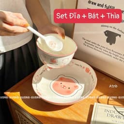 Set Bát Sứ ( 2 Bát + 2 Thìa ) Cao Cấp Kèm Hộp Đóng Xốp Nhiều Mẫu Dễ Thương Cho Gia Đình 8