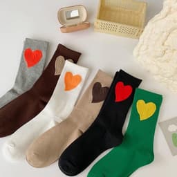 Set 6 Tất Vớ Gân Trái Tim🍀FREESHIP🍀Tất nữ cổ cao vớ nữ cổ cao vải cotton co dãn tốt VINBEO 1