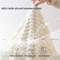 Khăn Tắm Kèm Khăn Trùm Đầu Siêu Thấm Hút Nước loại lớn 70x140cm Chất Liệu Cotton Cao Cấp 7