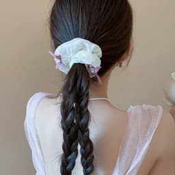 Hồng Trắng Kẻ Sọc Nơ Tóc Nữ Phong Cách Ngọt Ngào Scrunchies Dây Cao Su Tóc Phụ Kiện Tóc 4