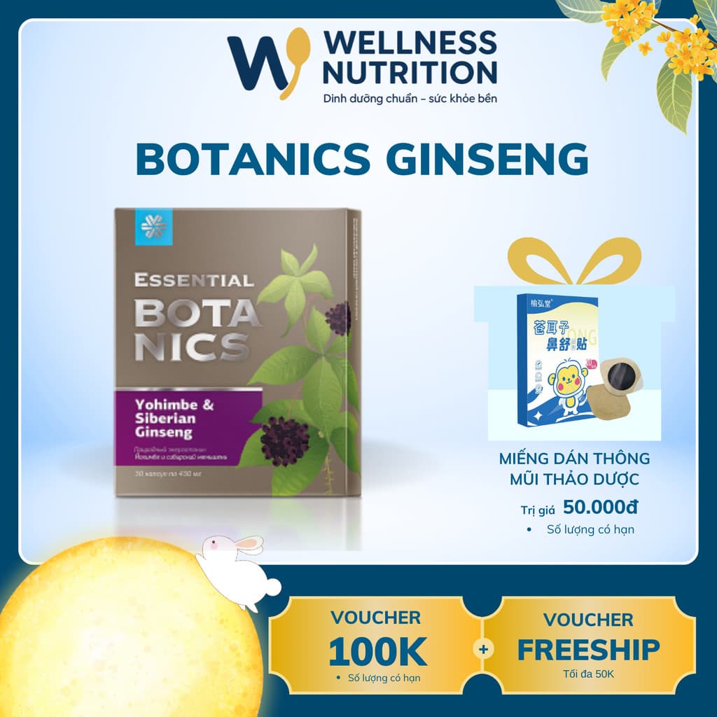 [Hỗ trợ nam giới] Thực phẩm bảo vệ sức khỏe Essential Botanics Yohimbe & Siberian ginseng – 30 viên – Date 2024