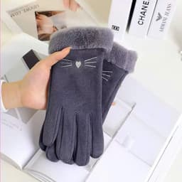 Găng Tay Con Mèo Cotton Lót Lông Cừu Dày Dặn Giữ Ấm Mùa Đông Chống Lạnh Dễ Thương Có Thể Chạm Màn Hình Cảm Ứng 8