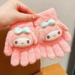 Găng Tay Len Cừu Hình Kuromi Cho Bé Gái 3-8 Tuổi 4