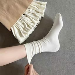 Set 10 đôi Tất nữ cổ cao phong cách vintage Hàn Quốc. Vớ nữ cổ cao nhiều màu 6