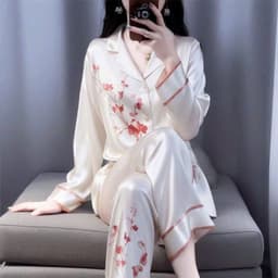 [ HÀNG HOT - ĐẲNG CẤP THỜI TRANG ] Đồ Bộ Nữ Pijama Bộ Lụa latin Tay Dài cổ sơ mi bigsize (60-80kg) 8
