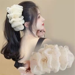 Kẹp Tóc Nhựa Voan Lụa Tiểu Thư Chấm Bi Xinh Xắn Cho Các Nàng 1