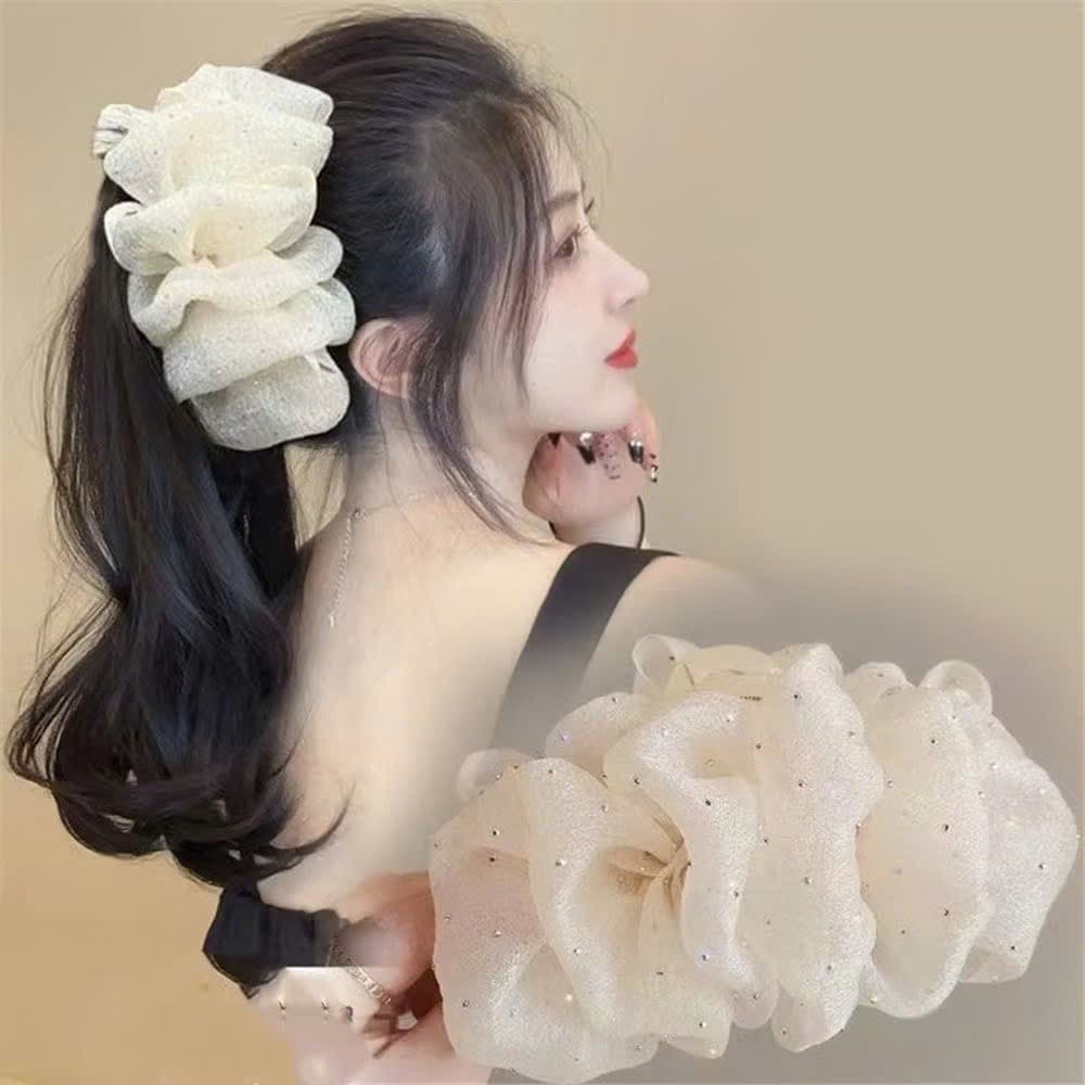 Kẹp Tóc Nhựa Voan Lụa Tiểu Thư Chấm Bi Xinh Xắn Cho Các Nàng