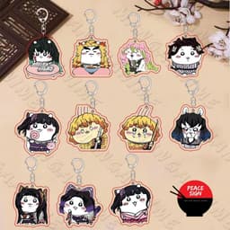 (mua 1 tặng 1) (CHIIKAWA) Móc khóa KIMETSU NO YAIBA keyring mica acrylic in hình anime chibi dễ thương 1