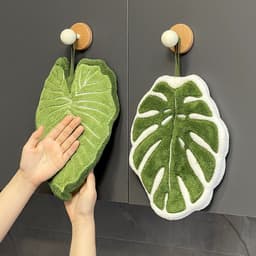 Khăn mặt hình lá xanh Khăn lau tay thấm hút thân thiện với da Khăn tay sáng tạo 5