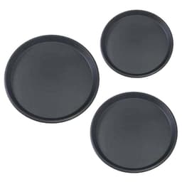 POKINGE 3 Cái / bộ Khuôn Pizza, Chảo Pizza Đen Thép Carbon, Chảo Bánh Dễ Dàng Tháo Lắp Chống Dính Khay Lò Nướng Pizza Chuyên Nghiệp Nhà Bếp 5
