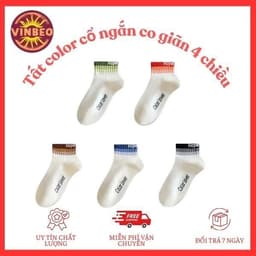 Vinbeo SET 10 Đôi Tất Cổ Ngắn Phối Màu Cotton Co Giãn 4 Chiều Thấm Hút Mồ Hôi Tối Đa Cho Nam Nữ tatnu tatnam VINBEO 1