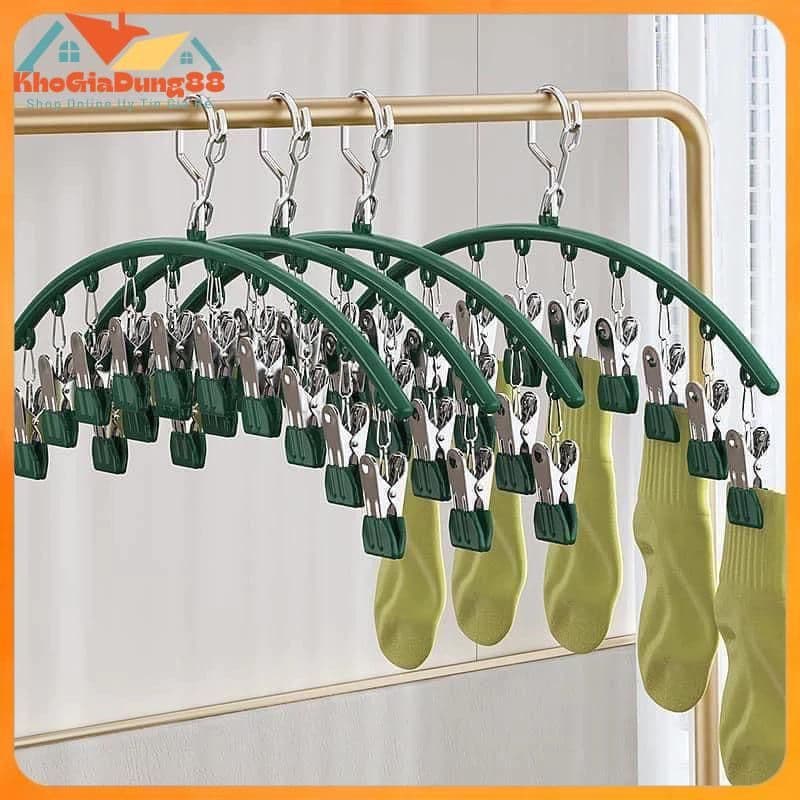 Móc treo tất vớ đồ lót có khóa chống gió,chống trượt 10 bộ ghim cặp