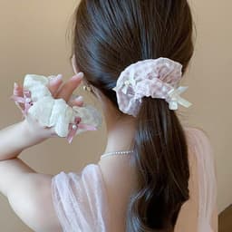 Hồng Trắng Kẻ Sọc Nơ Tóc Nữ Phong Cách Ngọt Ngào Scrunchies Dây Cao Su Tóc Phụ Kiện Tóc 3