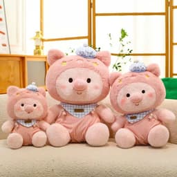 Gấu Bông Hình Heo Hồng Đeo Yếm Xanh – Thú Bông Siêu Cute, Quà Tặng Bé Gái nhà MIU GẤU XINH 3