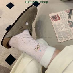Set 5 Đôi Tất Nữ Thu Đông Tiểu Thư Hạt Tiêu Cổ Cao Phủ Lông Thỏ Dễ Thương 7