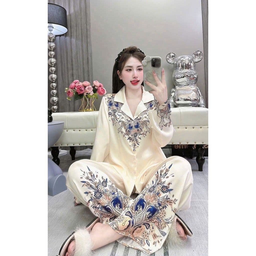 [ HÀNG HOT - ĐẲNG CẤP THỜI TRANG ] Đồ Bộ Nữ Pijama Bộ Lụa latin Tay Dài cổ sơ mi bigsize (60-80kg)