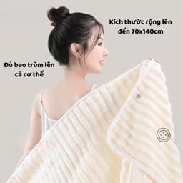 Khăn Tắm Kèm Khăn Trùm Đầu Siêu Thấm Hút Nước loại lớn 70x140cm Chất Liệu Cotton Cao Cấp 5