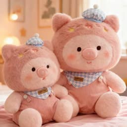 Gấu Bông Hình Heo Hồng Đeo Yếm Xanh – Thú Bông Siêu Cute, Quà Tặng Bé Gái nhà MIU GẤU XINH 6