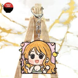 (mua 1 tặng 1) ( Mica trong acrylic ) 
 Móc khóa ONE PIECE Đảo Hải Tặc ver VUÔNG CUTE anime chibi độc đáo xinh xắn 3