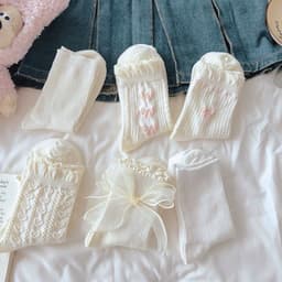 VINBEO Set 6 Đôi Vớ (Tất) Trắng Mẫu Nơ Tim Xinh Xắn Dễ Phối Đồ Tiện Lợi BIN002 2