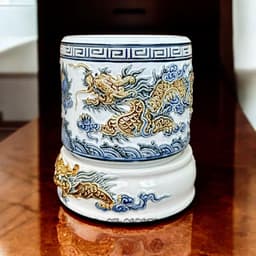 Bát Hương Gốm Sứ men trắng đắp nổi RỒNG VIỆT - Lư Hương Thờ Cúng gốm sứ Bát Tràng cao cấp 3