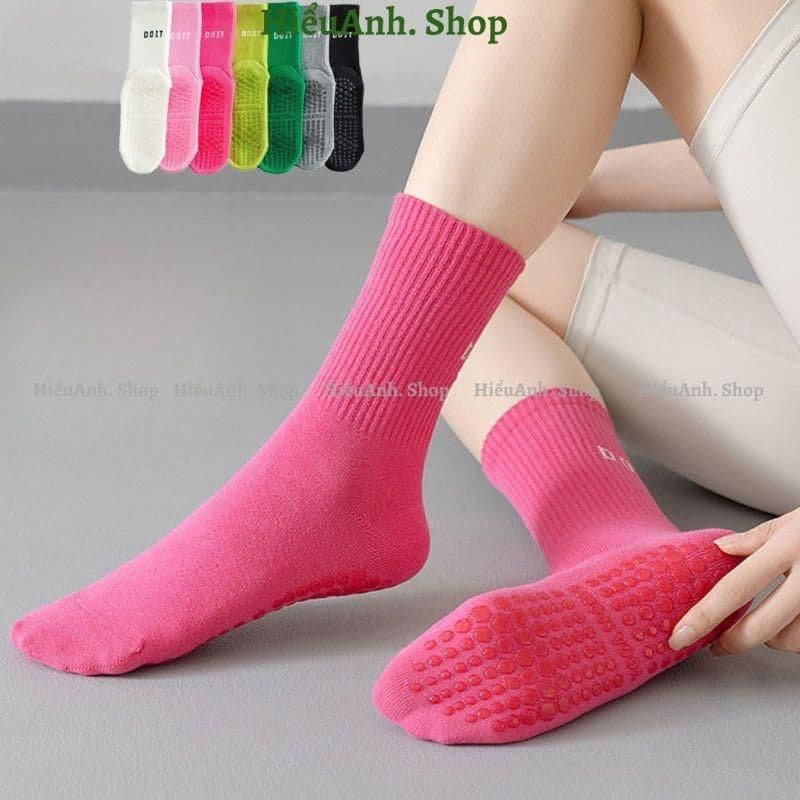 Set 7 Đôi Tất Tập Yoga Pilates Doit Màu Trơn Sọc Silicon Chống Trơn Trượt Vớ Thể Thao