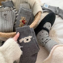 Combo 10 Đôi Tất Cổ Cao Gấu Xám Giáng Sinh – Tất Nam Nữ Cotton Ấm Áp, Họa Tiết Noel Dễ Thương 9