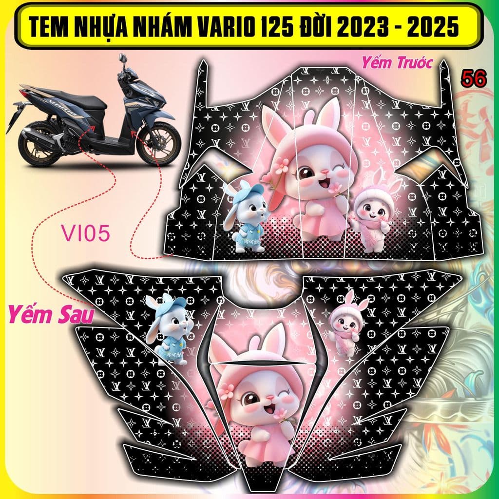 Tem Dán Nhựa Nhám Vario 125 Đời 2023 Đến 2025 Mẫu mới Đẹp Hót Decal Pvc 3lớp