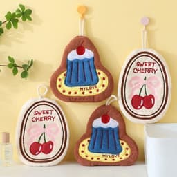 Khăn lau tay vải nhung hình bánh ngọt và cherry dễ thương mềm mịn, thấm hút nhanh VINBEO 8