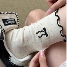 Sét 10 Đôi Tất Nữ Ren Nơ Chấm Sợi Tất Cotton Nguyên Chất Nhật Bản Dễ Thương 5