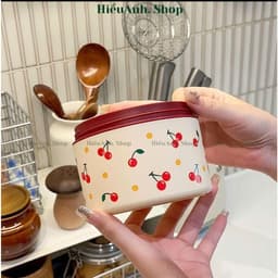 Hộp đựnġ Cơm Giữ Nhiệt, Hộp Cơm Văn Phòng Lõi inox Cherry, An Toàn Cho Mẹ Bầu & Bé Quay Lò Vi Sóng Nắp Chống Tràn 4