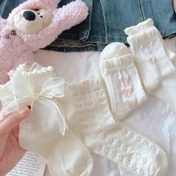 VINBEO Set 6 Đôi Vớ (Tất) Trắng Mẫu Nơ Tim Xinh Xắn Dễ Phối Đồ Tiện Lợi BIN002 3