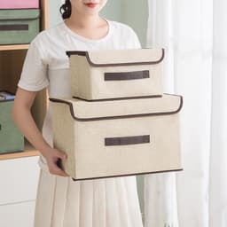 Combo 2 Hộp vải đựnġ quần áo có nắp 2 size thùng vải đựnġ đồ có nắp đa năng để đồ cá nhân gấp gọn tiện lợi 7