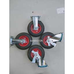 Bộ 4 Bánh Xe Cao Su Đặc Mâm Đỏ 20cm cho Xe Đẩy, Xe Chở Hàng, Xe Kéo Tự Chế 3