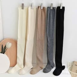 Set 5 Đôi Tất Vớ Đùi Dài Qua Gối Đi Bốt Gân Tăm Giữ Ấm Mùa Đông Phong Cách Hàn Quốc Sandy Đ9 9