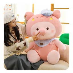 Gấu Bông Hình Heo Hồng Đeo Yếm Xanh – Thú Bông Siêu Cute, Quà Tặng Bé Gái nhà MIU GẤU XINH 5