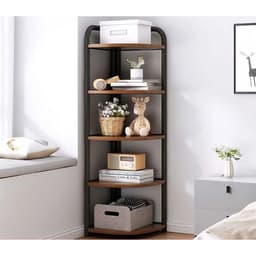 Kệ gỗ - giá gỗ khung sắt góc tường 3-4-5 tầng. Giá sách gỗ góc tường decor khung sắt sơn tĩnh điện cao cấp 3