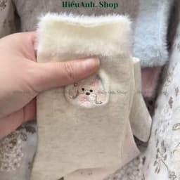 Set 5 Đôi Tất Nữ Thu Đông Tiểu Thư Hạt Tiêu Cổ Cao Phủ Lông Thỏ Dễ Thương 5