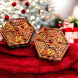 Khay đựng bánh kẹo Tết giả gỗ  - hộp đựng mứt Tết họa tiết PHÚC LỘC THỌ 7 ngăn sang trọng tiện lợi 8