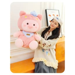 Gấu Bông Hình Heo Hồng Đeo Yếm Xanh – Thú Bông Siêu Cute, Quà Tặng Bé Gái nhà MIU GẤU XINH 9