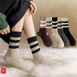 Tất Nữ - Set 10 Đôi Tất nữ Cổ Cao Kiểu Dáng 3 Sọc Ngang Thấm Hút Mồ Hôi Thoáng Mát 1