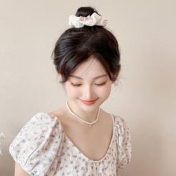 Hồng Trắng Kẻ Sọc Nơ Tóc Nữ Phong Cách Ngọt Ngào Scrunchies Dây Cao Su Tóc Phụ Kiện Tóc 5