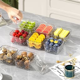 Khay Mứt 6 Ngăn Nhựa Cao Cấp Có Nắp, Khay Đựng Bánh Kẹo, Hạt, Trái Cây Khô Sang Trọng 2