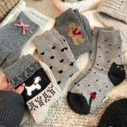 Combo 10 Đôi Tất Cổ Cao Gấu Xám Giáng Sinh – Tất Nam Nữ Cotton Ấm Áp, Họa Tiết Noel Dễ Thương 6