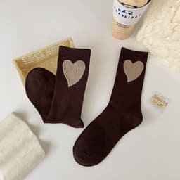 Set 6 Tất Vớ Gân Trái Tim🍀FREESHIP🍀Tất nữ cổ cao vớ nữ cổ cao vải cotton co dãn tốt VINBEO 8