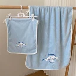 Sét 2 khăn tắm, khăn mặt Kuromi siêu Thấm Hút mềm mại Nhanh Khô khăn tắm loại giầy đẹp 8