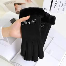 Găng Tay Con Mèo Cotton Lót Lông Cừu Dày Dặn Giữ Ấm Mùa Đông Chống Lạnh Dễ Thương Có Thể Chạm Màn Hình Cảm Ứng 9