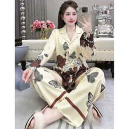 [ HÀNG HOT - ĐẲNG CẤP THỜI TRANG ] Đồ Bộ Nữ Pijama Bộ Lụa latin Tay Dài cổ sơ mi bigsize (60-80kg) 3