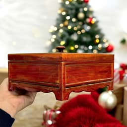 Khay đựng bánh kẹo Tết giả gỗ  - hộp đựng mứt Tết họa tiết PHÚC LỘC THỌ 7 ngăn sang trọng tiện lợi 4